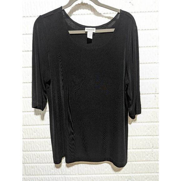 Chico's Traveler 3 Black Short Sleeve Jersey Knit Top - Picture 3 of 5